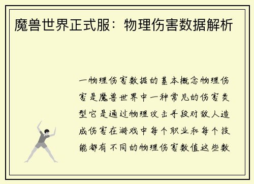 魔兽世界正式服：物理伤害数据解析